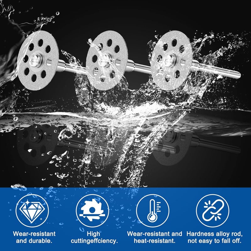 Auxiren 30 PCS Professional 545 Diamond Cutting Discs，Diamond Cutting Wheel Kit for Dremel Rotary Tools | 22mm Blades + 6 Mandrels & Screwdriver - Image 5
